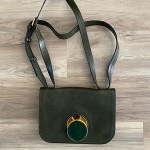 Marni Pois mini shoulder bag in dark green.